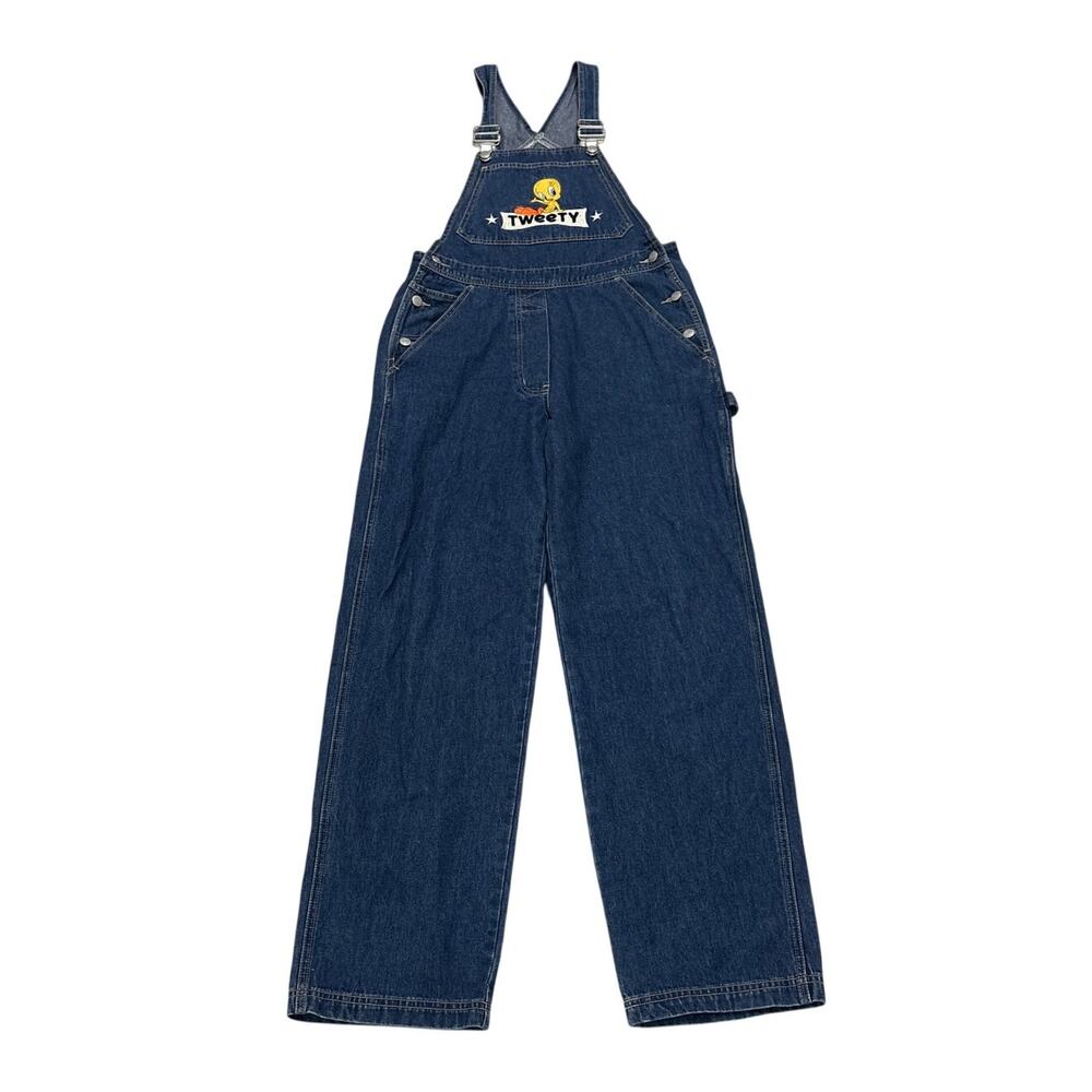 Tweety Bird Vintage Warner Bros Women’s Medium Denim Embroidered Overalls Retro